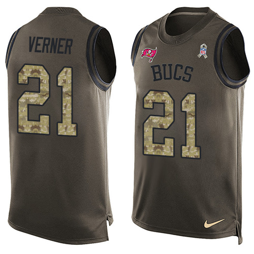 Men's Limited Alterraun Verner Nike Jersey Green - #21 Salute to Service Tank Top NFL Tampa Bay Buccaneers